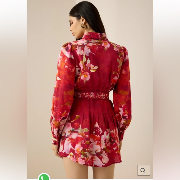 HEMANT & NANDITA Floral Red Dress - Picture 2 of 5